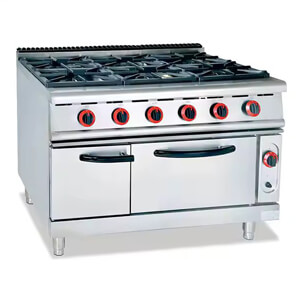 6 Burners Commercial Gas Stove with Gas Oven